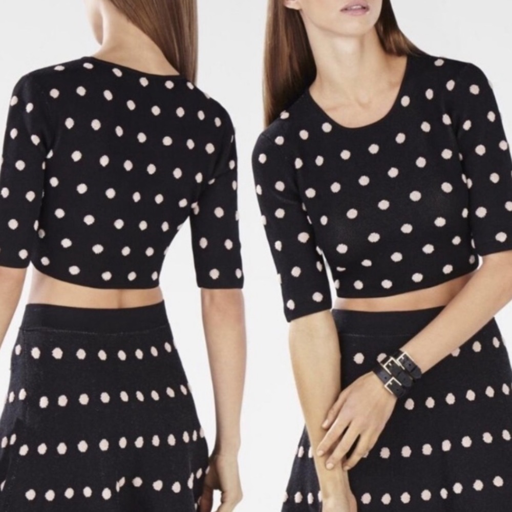 BCBG Maxazria polka dot cropped sweater in a good condition, size XXS